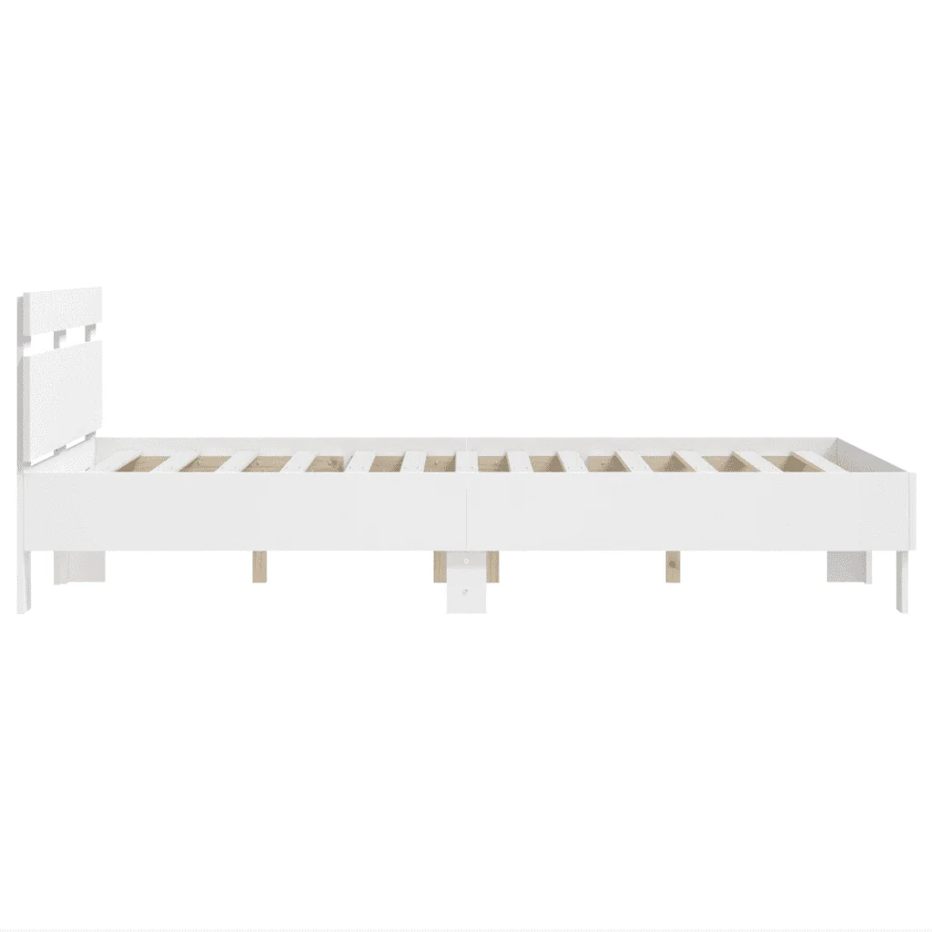 Letto matrimoniale | Letto per adulti | Giroletto con Testiera Bianco 120x200 cm in Legno Multistrato - Image 6