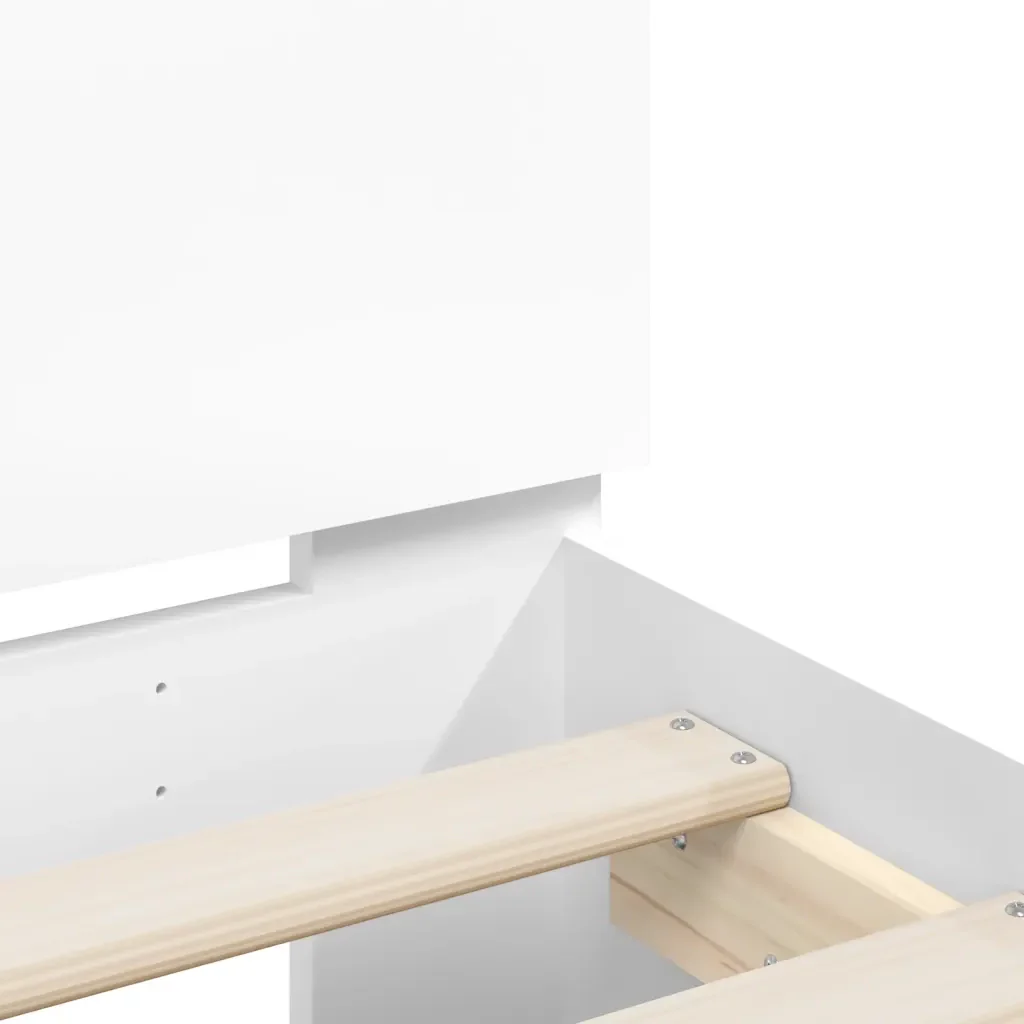 Letto matrimoniale | Letto per adulti | Giroletto con Testiera Bianco 120x200 cm in Legno Multistrato - Image 8