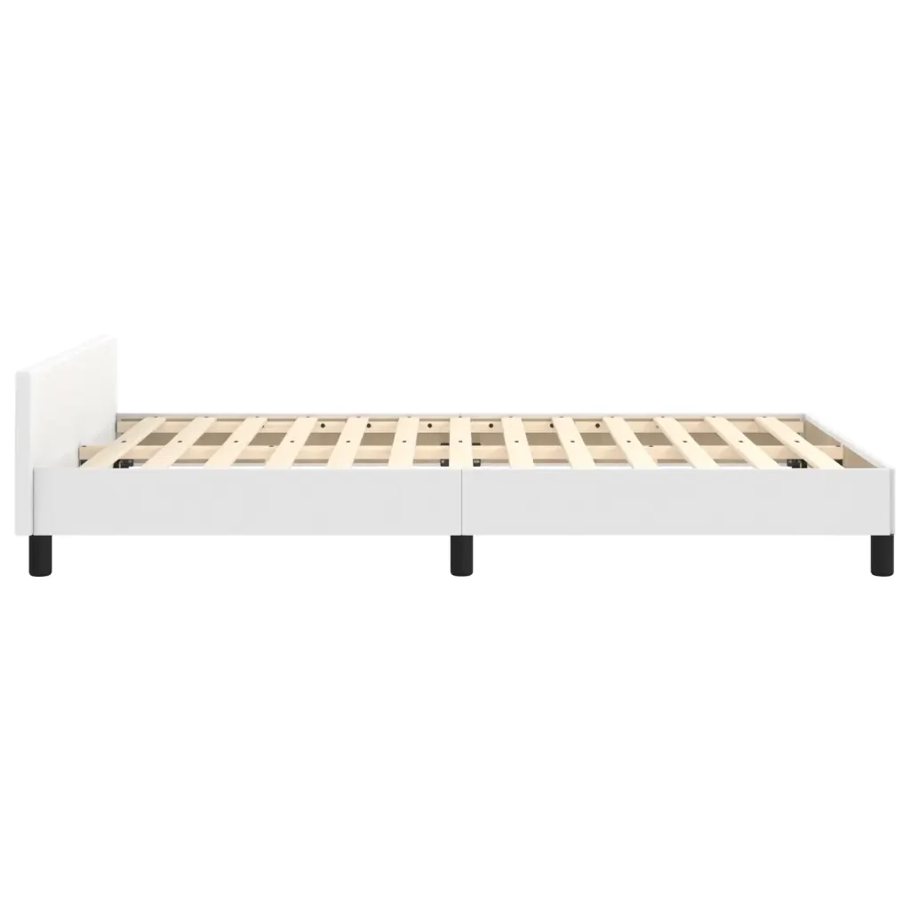 Letto matrimoniale | Letto per adulti | Giroletto con Testiera Bianco 120x200 cm in Similpelle - Image 7