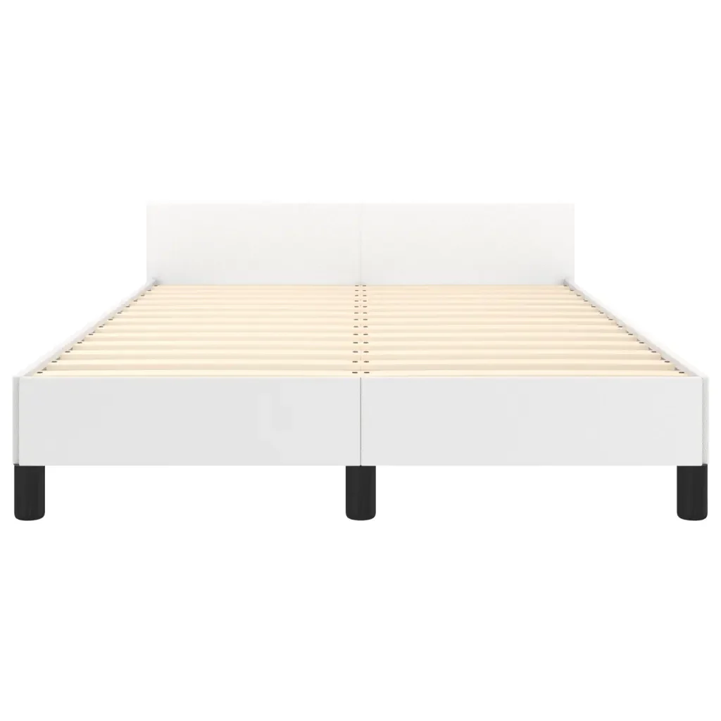 Letto matrimoniale | Letto per adulti | Giroletto con Testiera Bianco 120x200 cm in Similpelle - Image 6