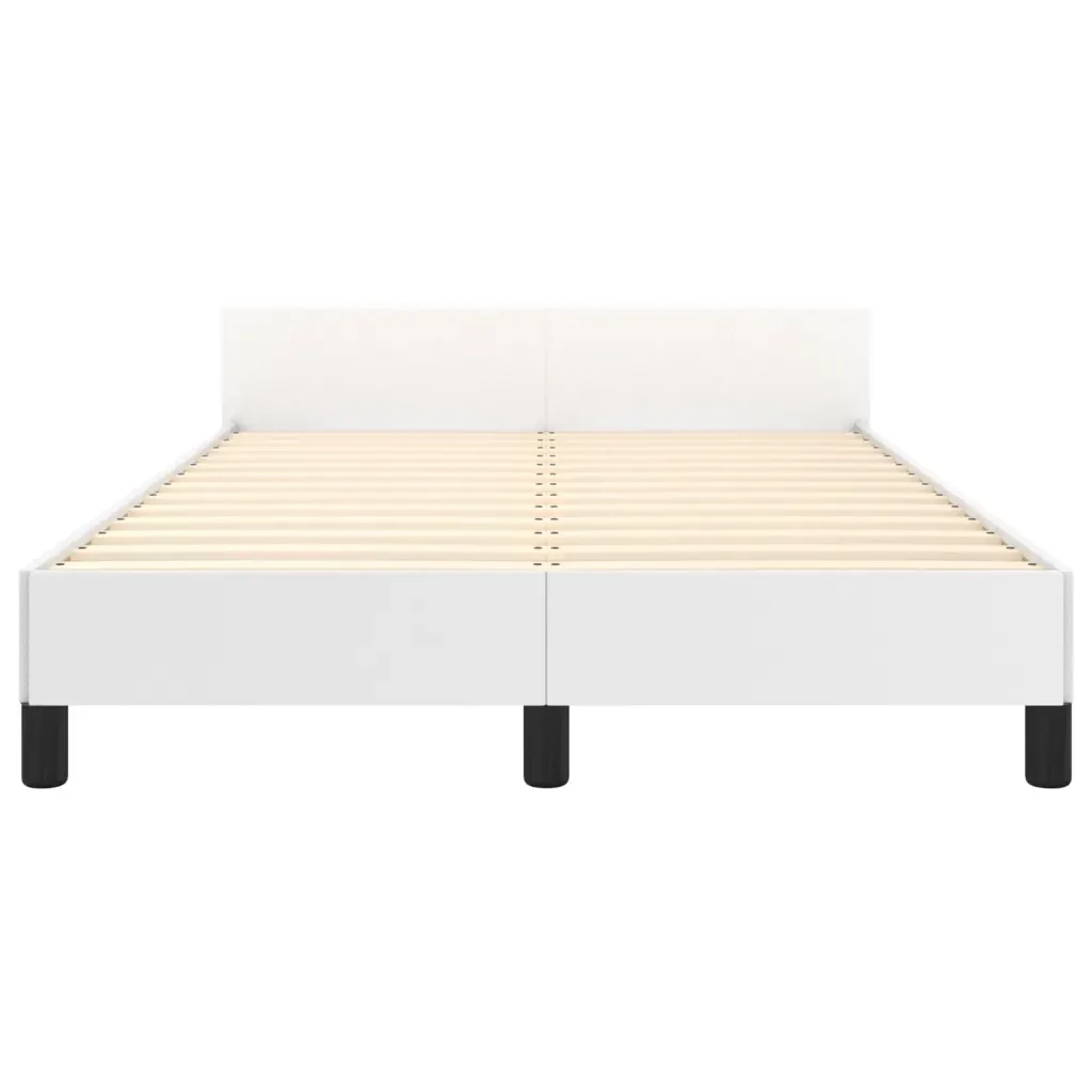 Letto matrimoniale | Letto per adulti | Giroletto con Testiera Bianco 120x200 cm in Similpelle - Image 6