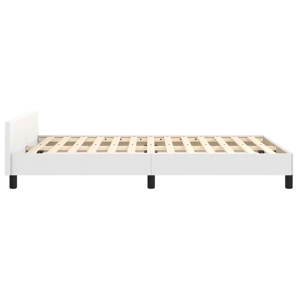 Letto matrimoniale | Letto per adulti | Giroletto con Testiera Bianco 120x200 cm in Similpelle - Image 7
