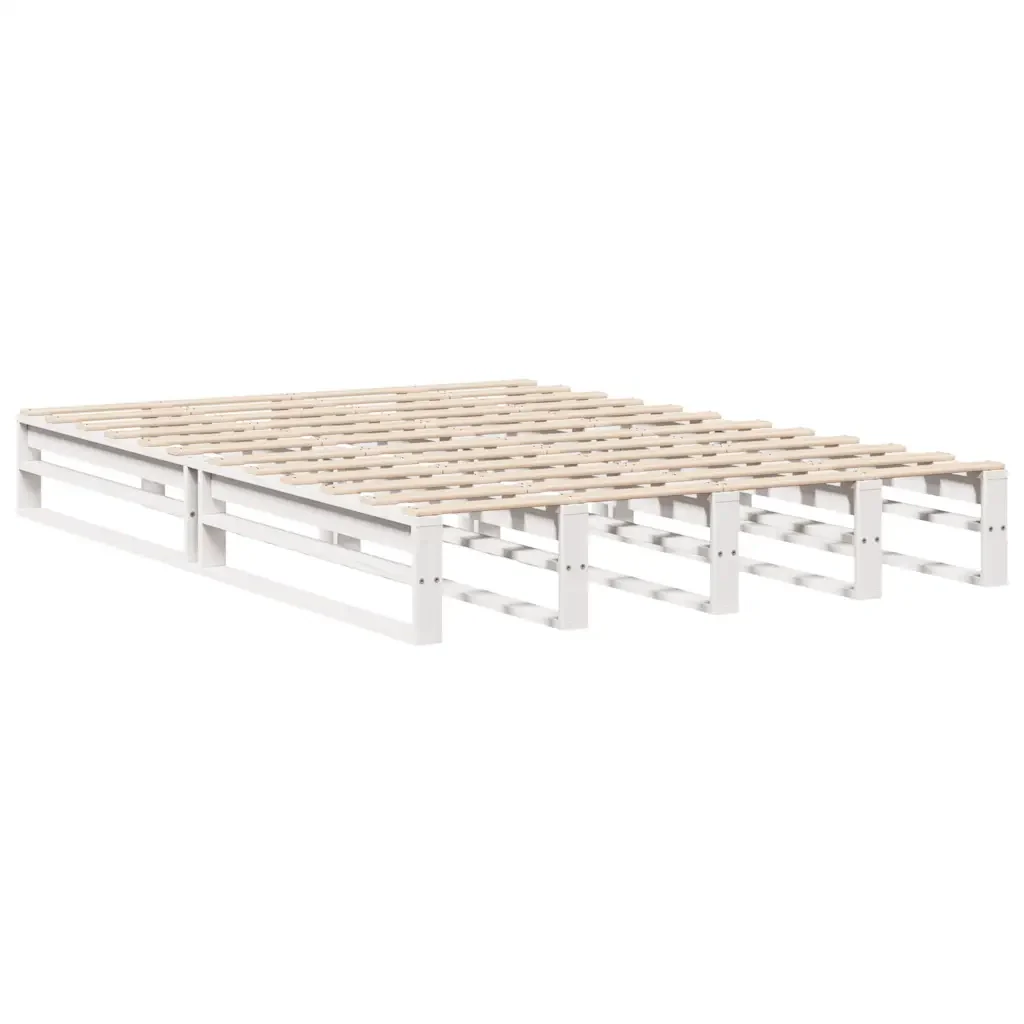 Letto matrimoniale | Letto per adulti | Giroletto con Testiera Bianco 120x200 cm Legno Massello di Pino - Image 5