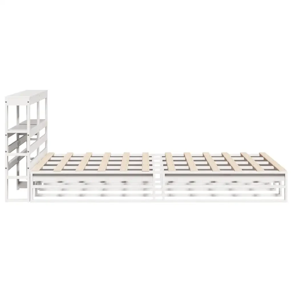Letto matrimoniale | Letto per adulti | Giroletto con Testiera Bianco 120x200 cm Legno Massello di Pino - Image 7