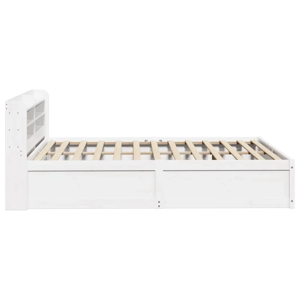 Letto matrimoniale | Letto per adulti | Giroletto con Testiera Bianco 135x190 cm Legno Massello di Pino - Image 7