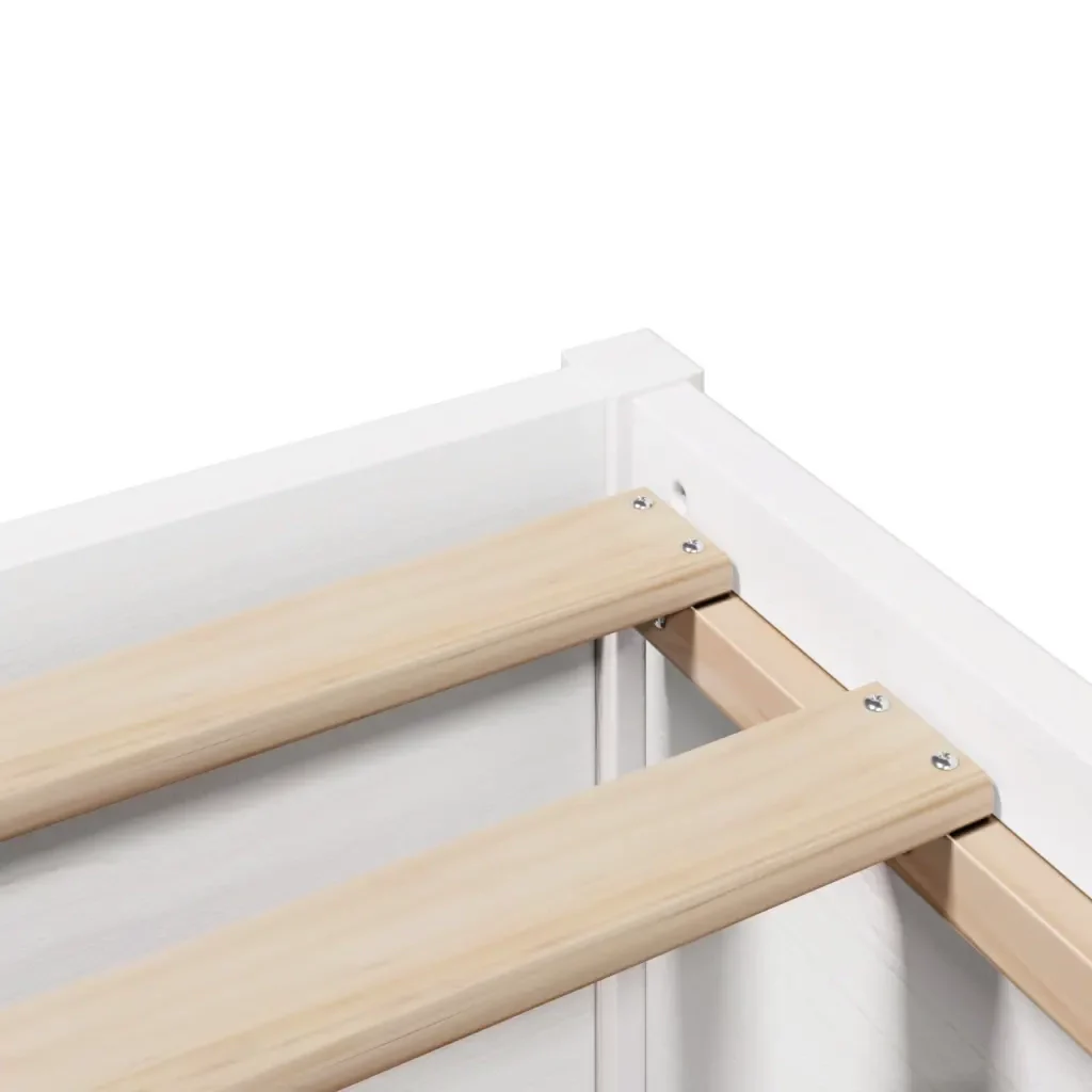 Letto matrimoniale | Letto per adulti | Giroletto con Testiera Bianco 135x190 cm Legno Massello di Pino - Image 9