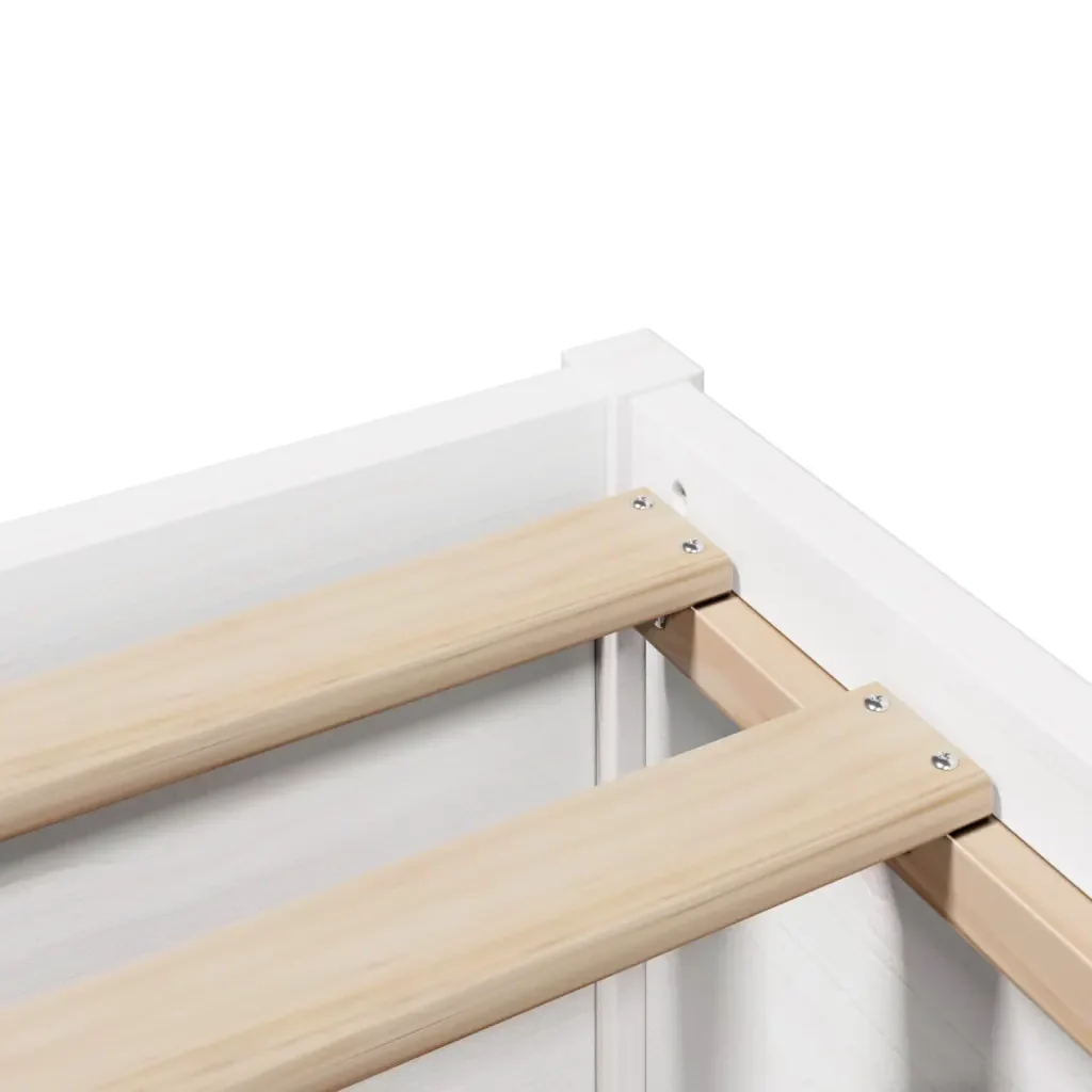Letto matrimoniale | Letto per adulti | Giroletto con Testiera Bianco 140x190 cm in Legno Massello Pino - Image 9