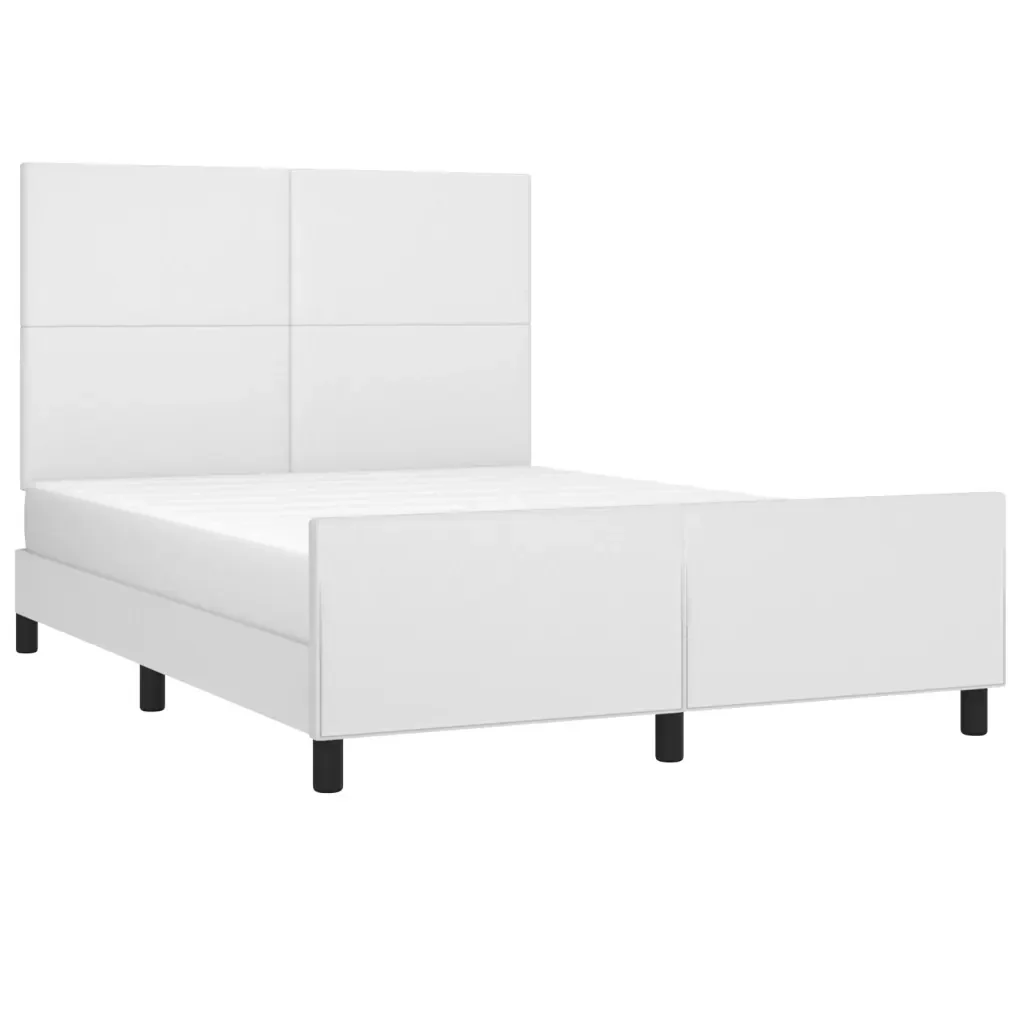Letto matrimoniale | Letto per adulti | Giroletto con Testiera Bianco 140x190 cm in Similpelle - Image 4