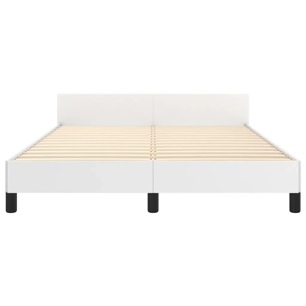 Letto matrimoniale | Letto per adulti | Giroletto con Testiera Bianco 140x190 cm in Similpelle - Image 6