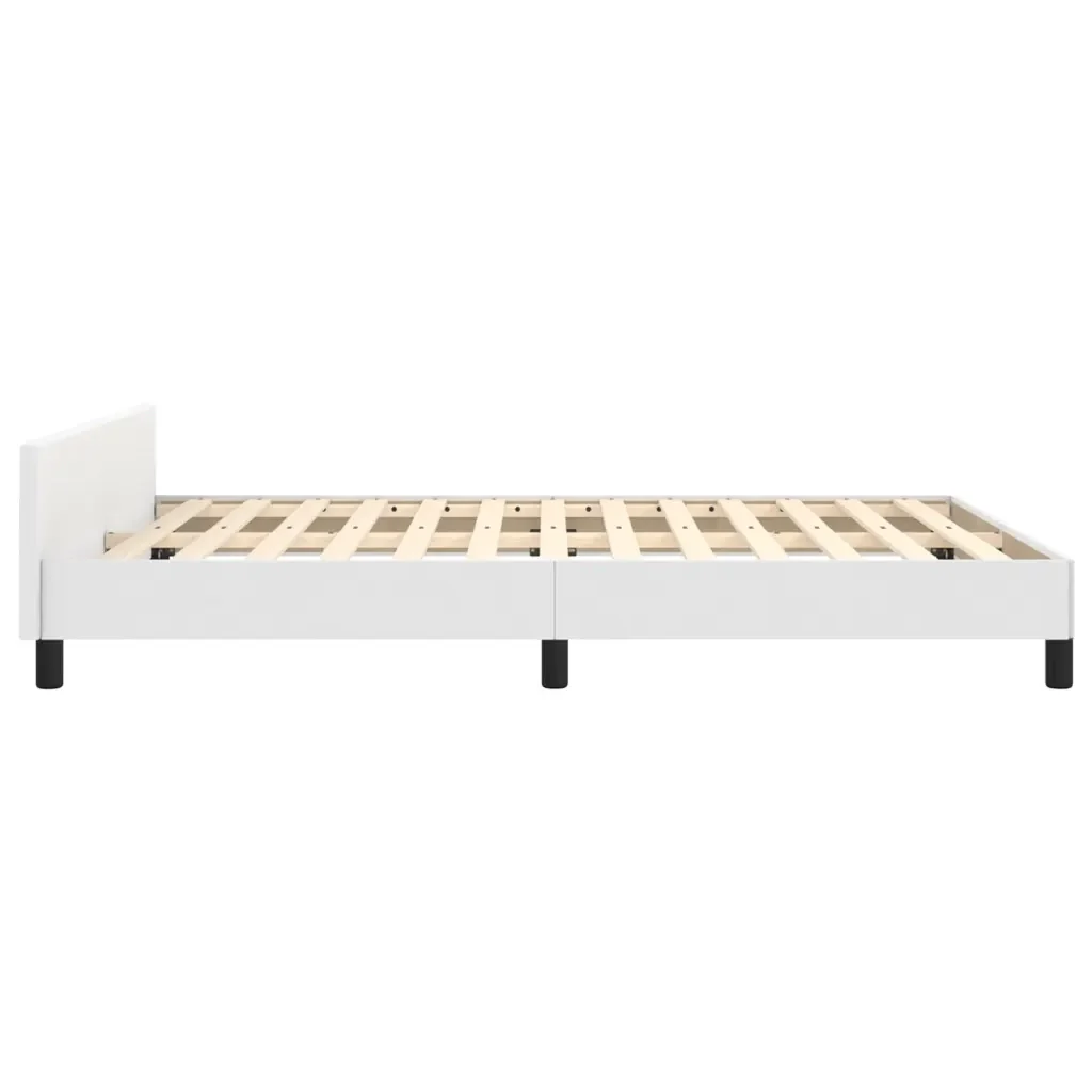 Letto matrimoniale | Letto per adulti | Giroletto con Testiera Bianco 140x190 cm in Similpelle - Image 7