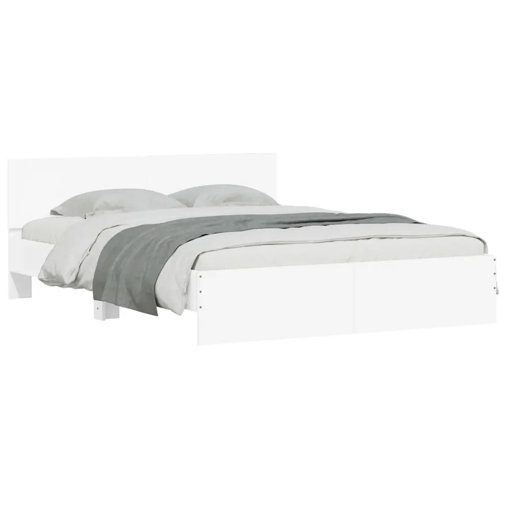 Letto matrimoniale | Letto per adulti | Giroletto con Testiera Bianco 140x200 cm - Image 4