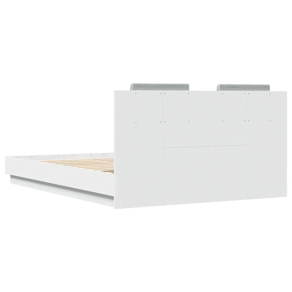 Letto matrimoniale | Letto per adulti | Giroletto con Testiera Bianco 140x200 cm in Legno Multistrato - Image 6