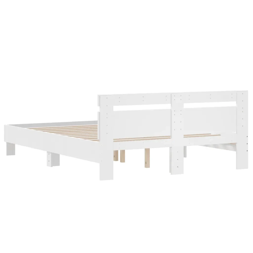 Letto matrimoniale | Letto per adulti | Giroletto con Testiera Bianco 140x200 cm in Legno Multistrato - Image 7