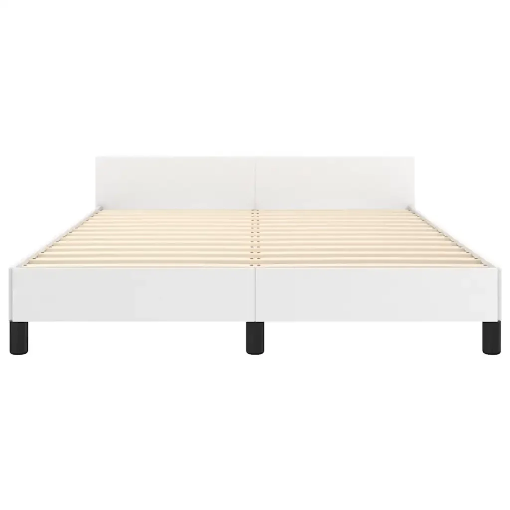Letto matrimoniale | Letto per adulti | Giroletto con Testiera Bianco 140x200 cm in Similpelle - Image 6