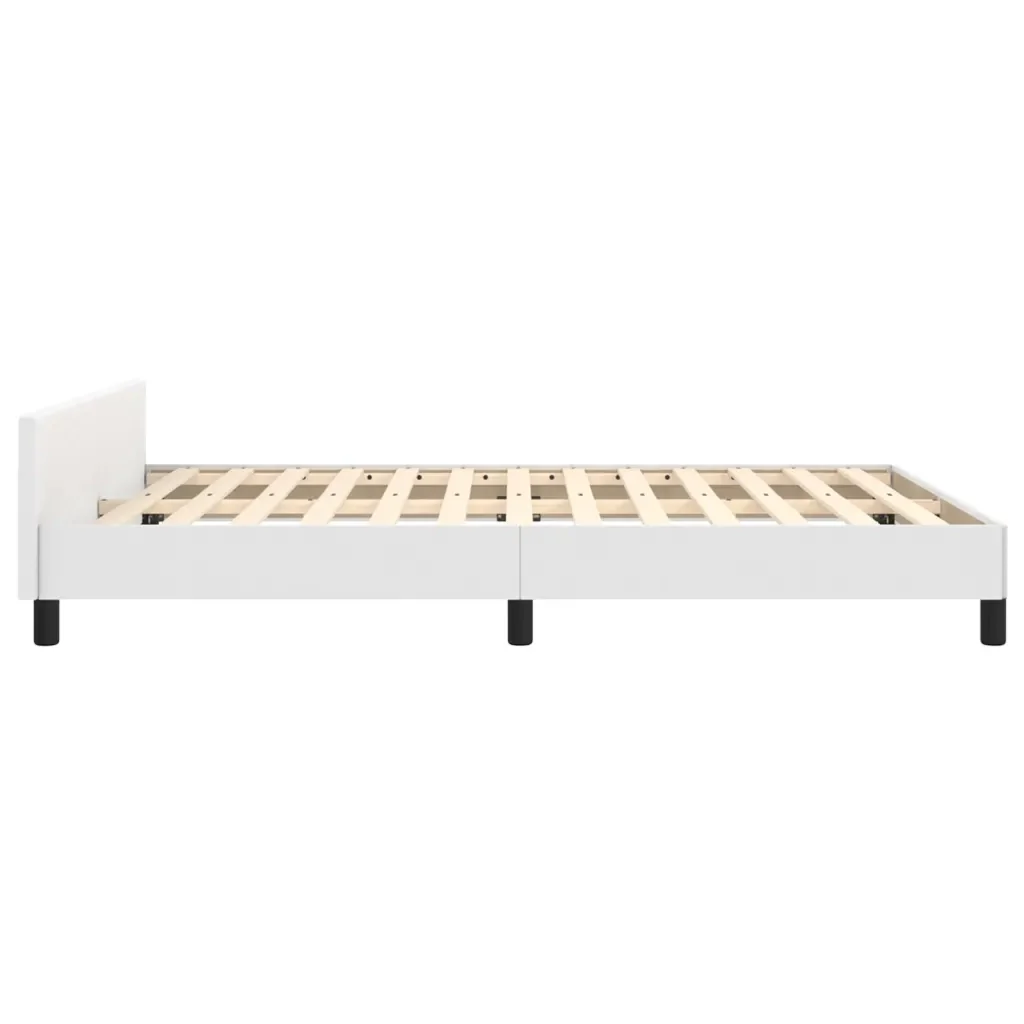 Letto matrimoniale | Letto per adulti | Giroletto con Testiera Bianco 140x200 cm in Similpelle - Image 7