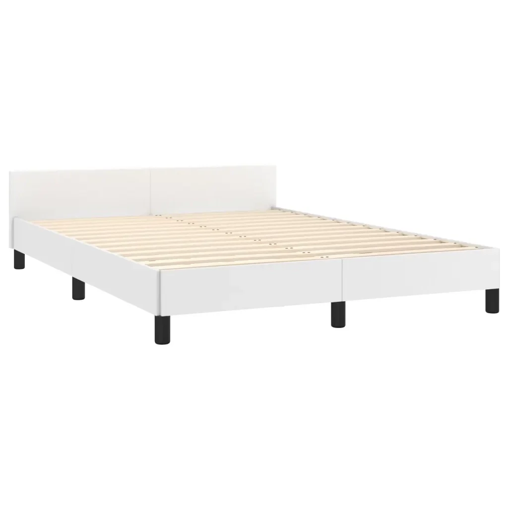 Letto matrimoniale | Letto per adulti | Giroletto con Testiera Bianco 140x200 cm in Similpelle - Image 5