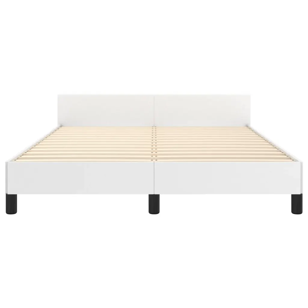 Letto matrimoniale | Letto per adulti | Giroletto con Testiera Bianco 140x200 cm in Similpelle - Image 6