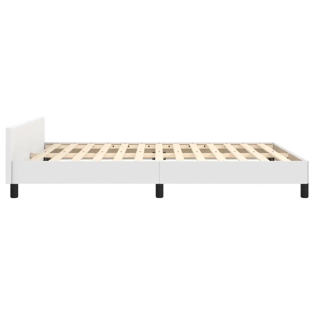 Letto matrimoniale | Letto per adulti | Giroletto con Testiera Bianco 140x200 cm in Similpelle - Image 7