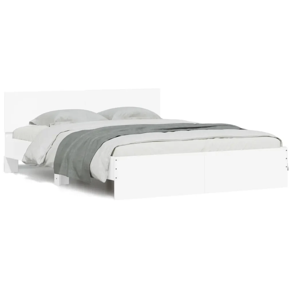 Letto matrimoniale | Letto per adulti | Giroletto con Testiera Bianco 150x200 cm