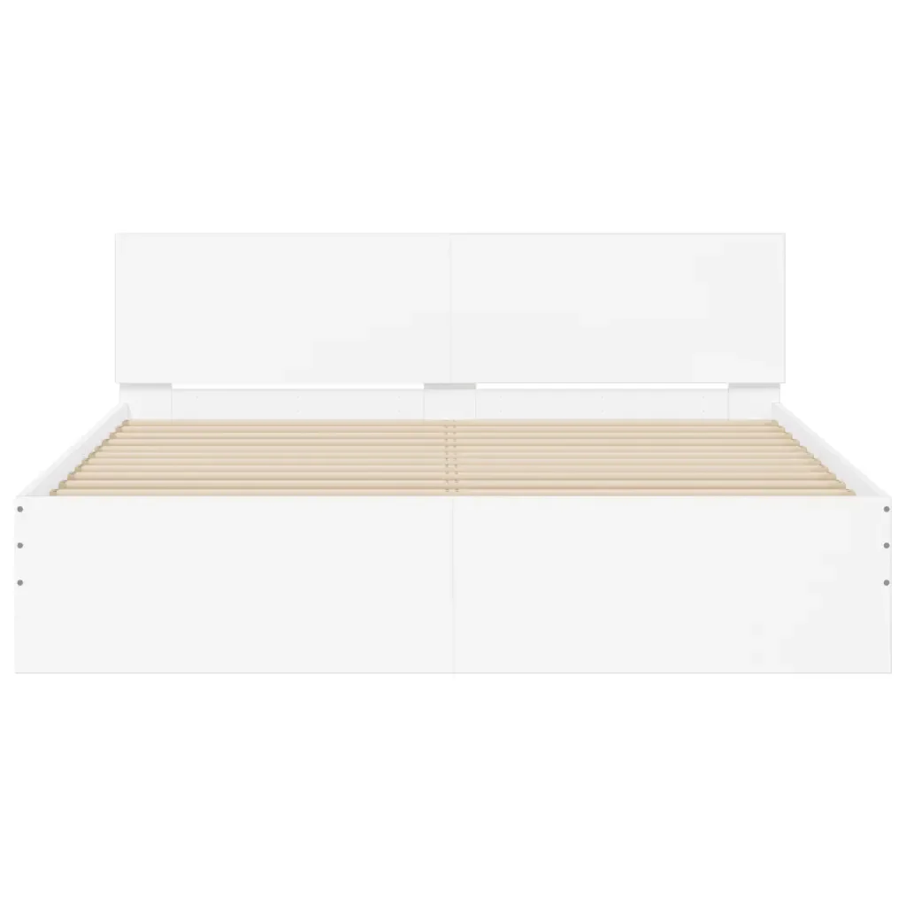 Letto matrimoniale | Letto per adulti | Giroletto con Testiera Bianco 150x200 cm - Image 5