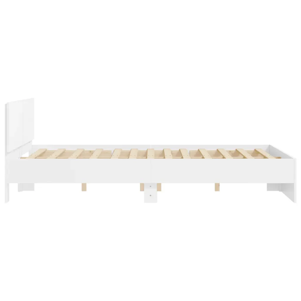 Letto matrimoniale | Letto per adulti | Giroletto con Testiera Bianco 150x200 cm - Image 6