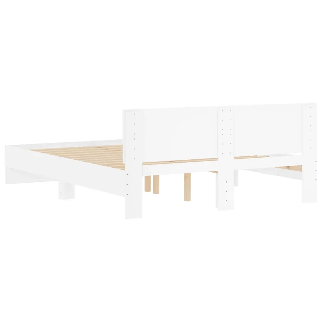 Letto matrimoniale | Letto per adulti | Giroletto con Testiera Bianco 150x200 cm - Image 7
