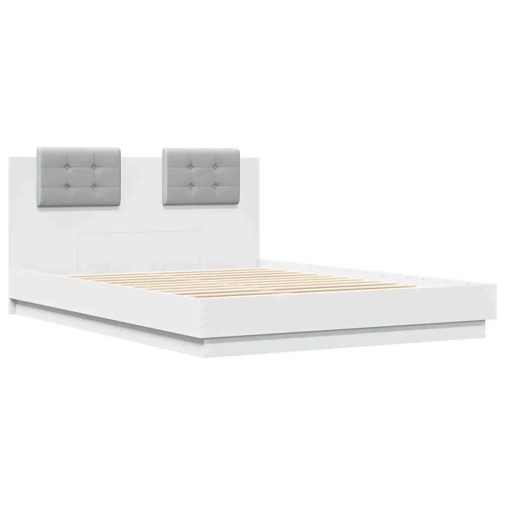 Letto matrimoniale | Letto per adulti | Giroletto con Testiera Bianco 150x200 cm in Legno Multistrato - Image 3