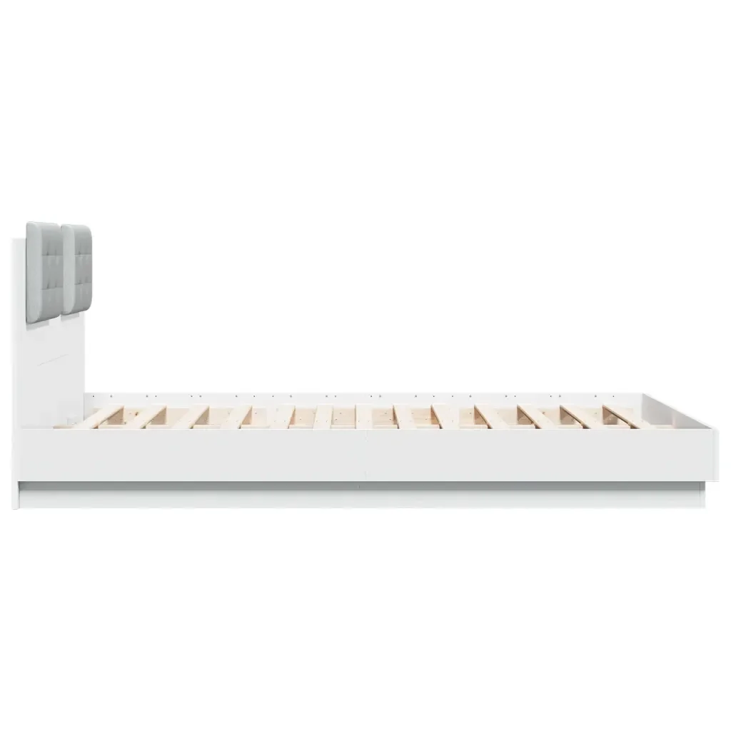 Letto matrimoniale | Letto per adulti | Giroletto con Testiera Bianco 150x200 cm in Legno Multistrato - Image 5