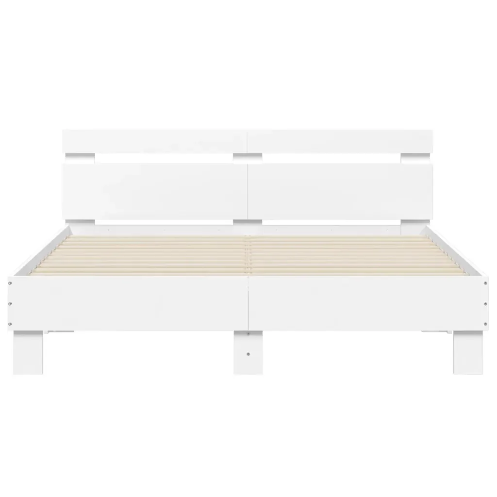 Letto matrimoniale | Letto per adulti | Giroletto con Testiera Bianco 150x200 cm in Legno Multistrato - Image 5