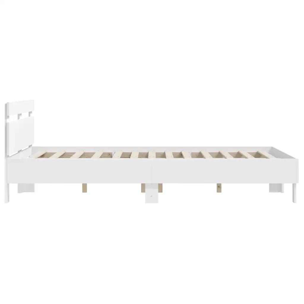 Letto matrimoniale | Letto per adulti | Giroletto con Testiera Bianco 150x200 cm in Legno Multistrato - Image 6