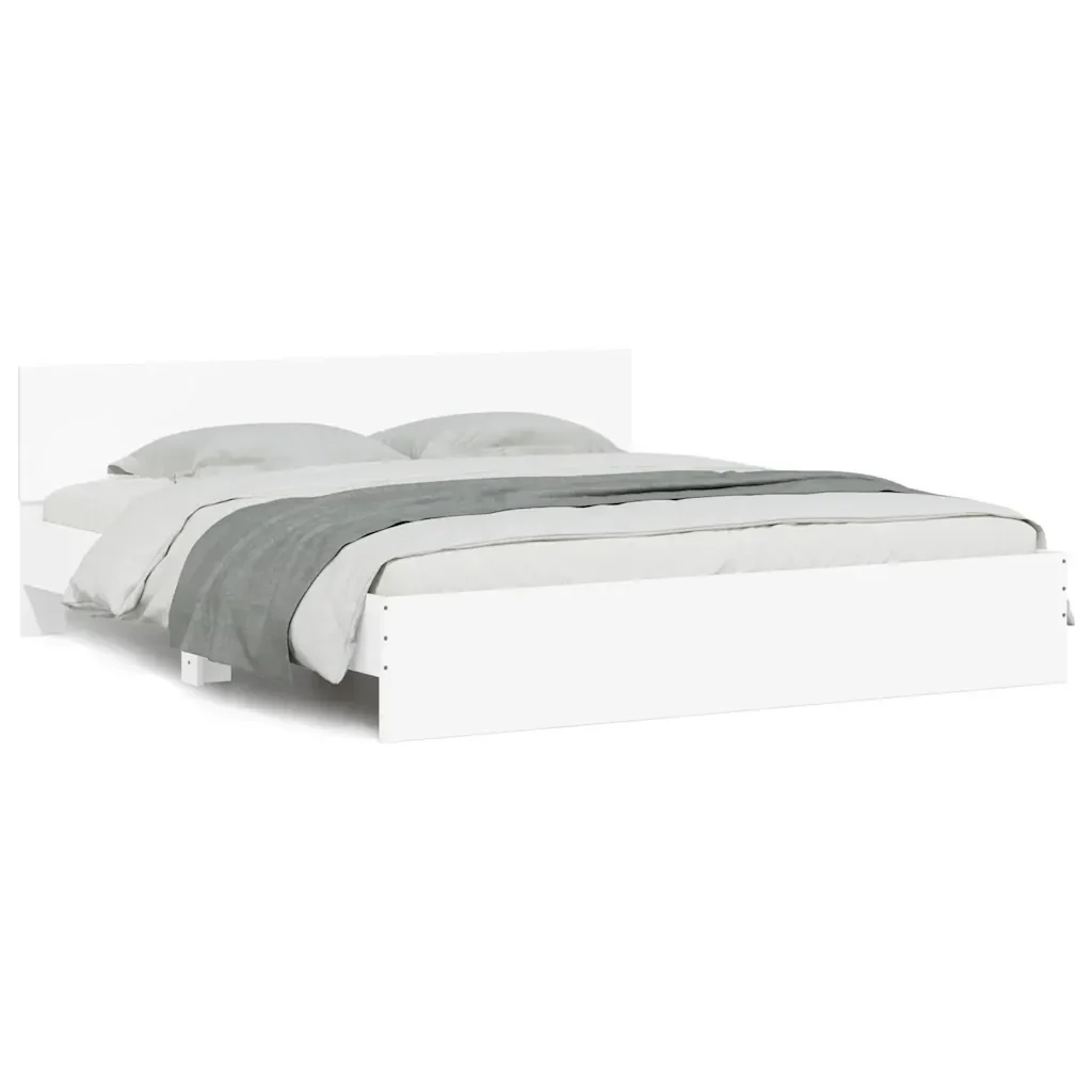 Letto matrimoniale | Letto per adulti | Giroletto con Testiera Bianco 160x200 cm