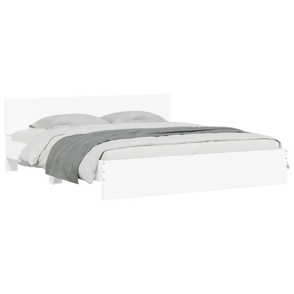 Letto matrimoniale | Letto per adulti | Giroletto con Testiera Bianco 160x200 cm - Image 4