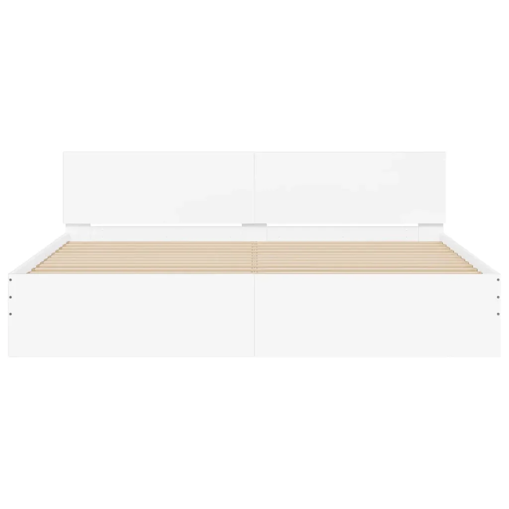 Letto matrimoniale | Letto per adulti | Giroletto con Testiera Bianco 160x200 cm - Image 5