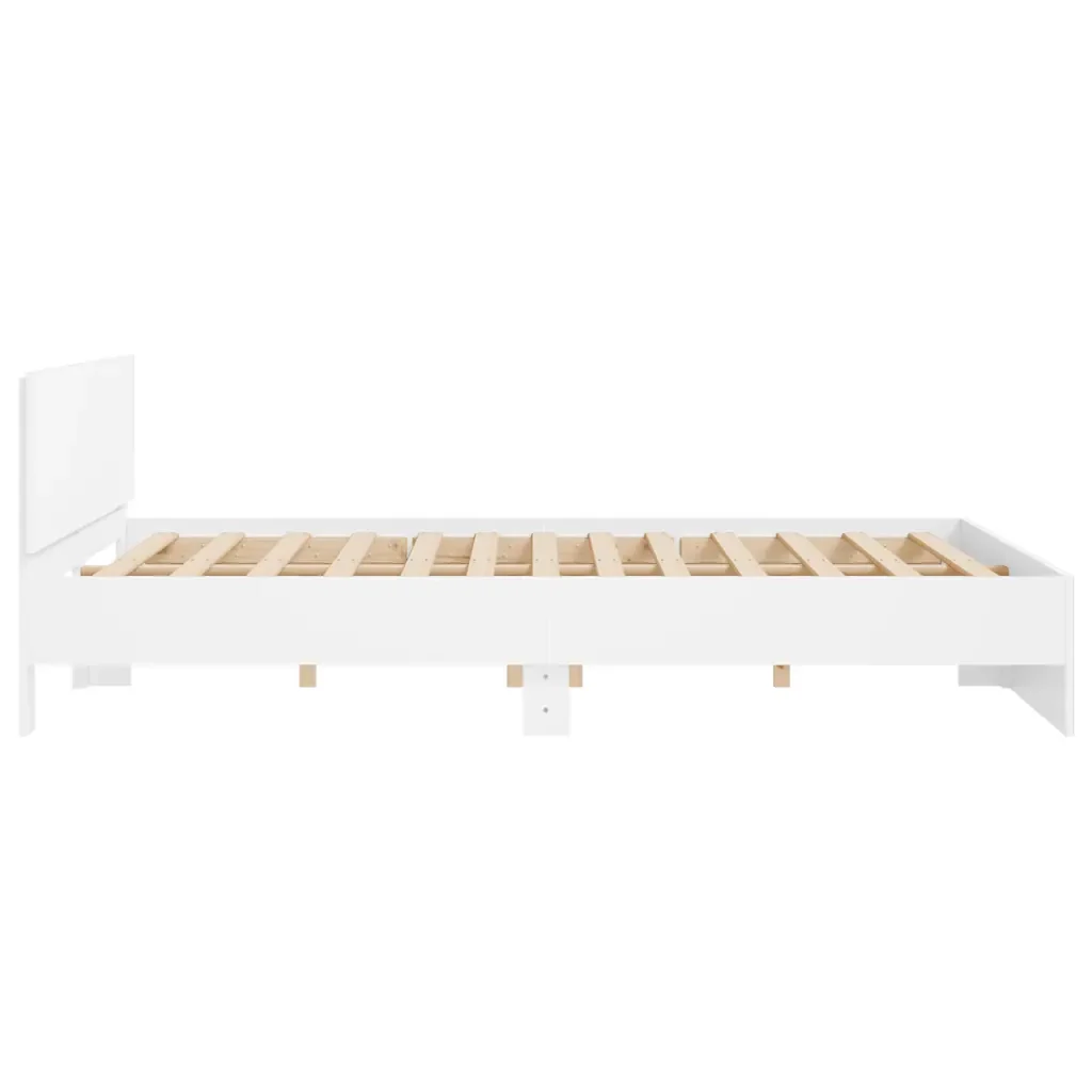 Letto matrimoniale | Letto per adulti | Giroletto con Testiera Bianco 160x200 cm - Image 6