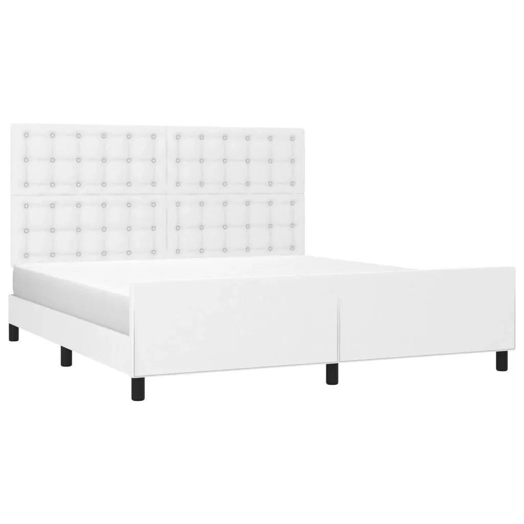 Letto matrimoniale | Letto per adulti | Giroletto con Testiera Bianco 160x200 cm in Similpelle - Image 3