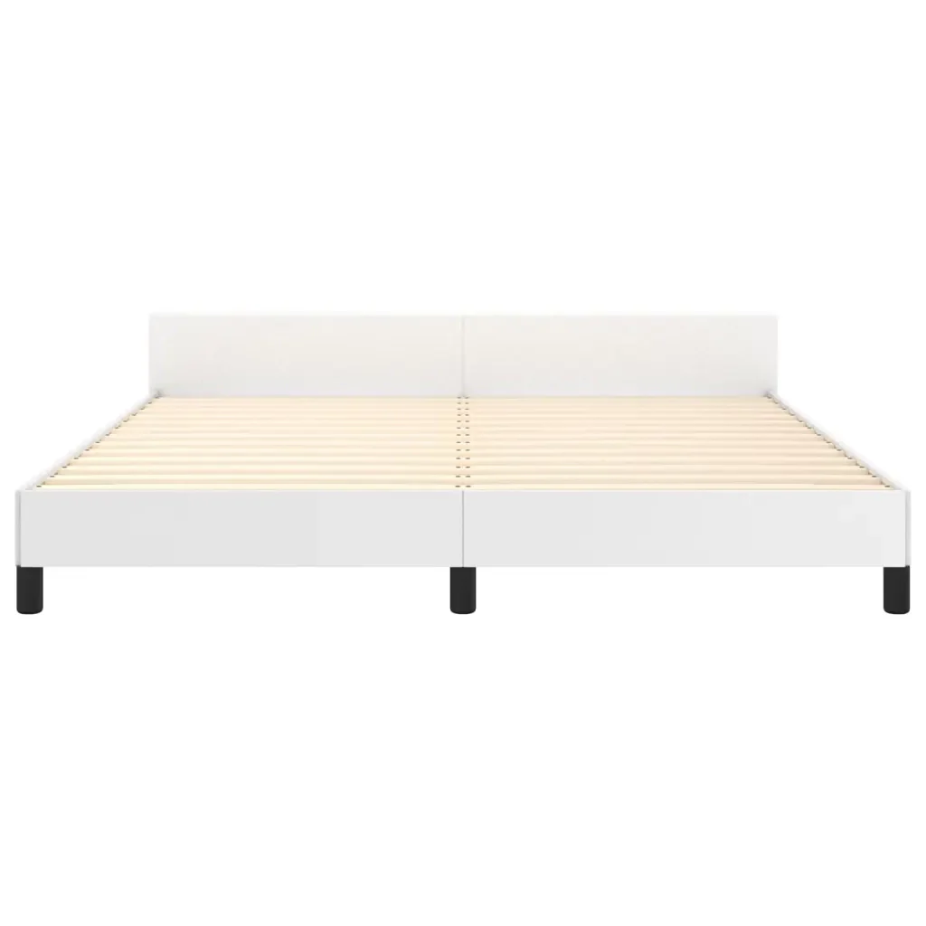 Letto matrimoniale | Letto per adulti | Giroletto con Testiera Bianco 160x200 cm in Similpelle - Image 6