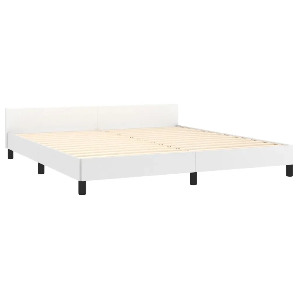 Letto matrimoniale | Letto per adulti | Giroletto con Testiera Bianco 160x200 cm in Similpelle - Image 5