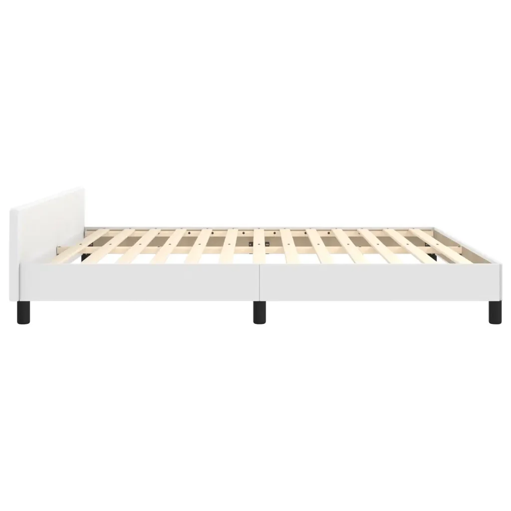 Letto matrimoniale | Letto per adulti | Giroletto con Testiera Bianco 160x200 cm in Similpelle - Image 7