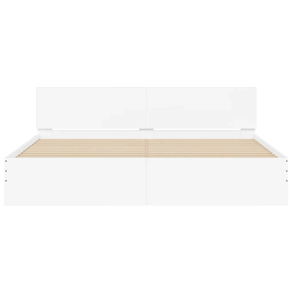 Letto matrimoniale | Letto per adulti | Giroletto con Testiera Bianco 180x200 cm - Image 5