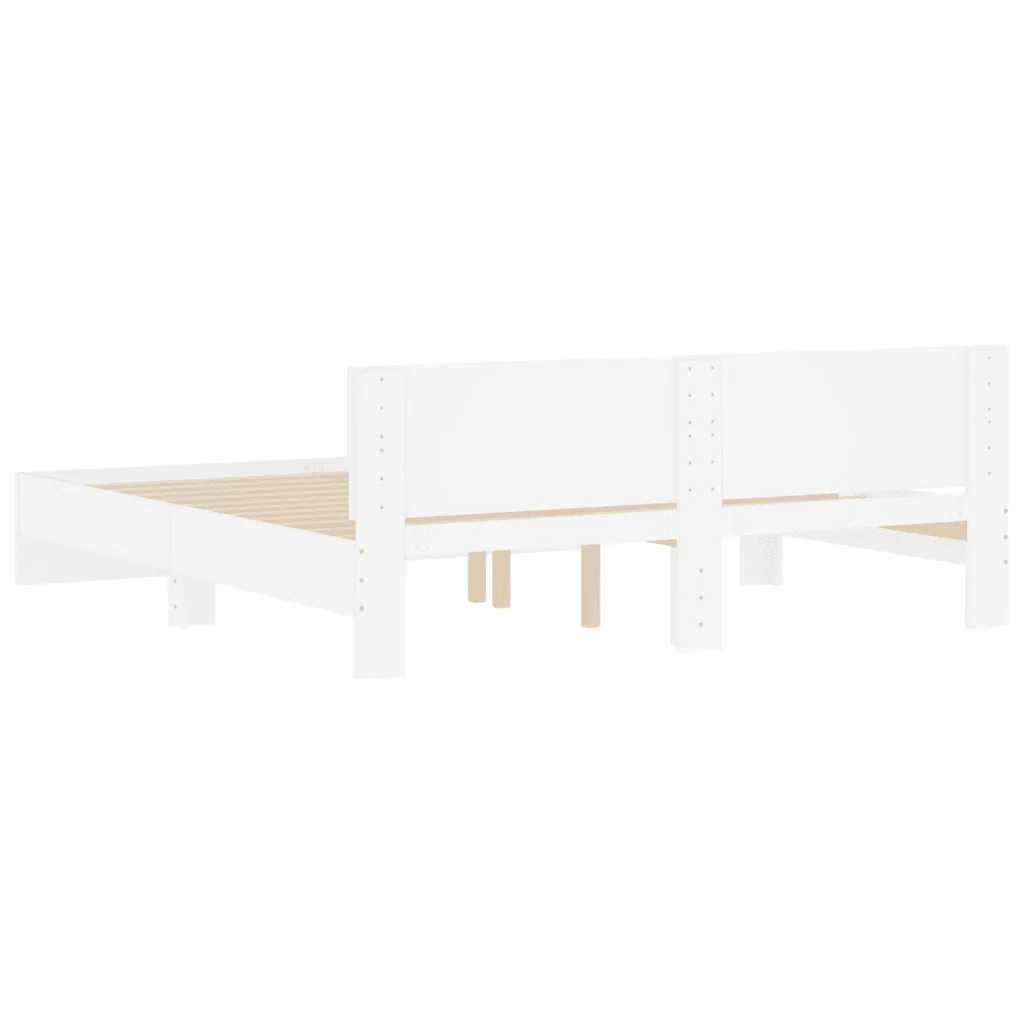 Letto matrimoniale | Letto per adulti | Giroletto con Testiera Bianco 180x200 cm - Image 7