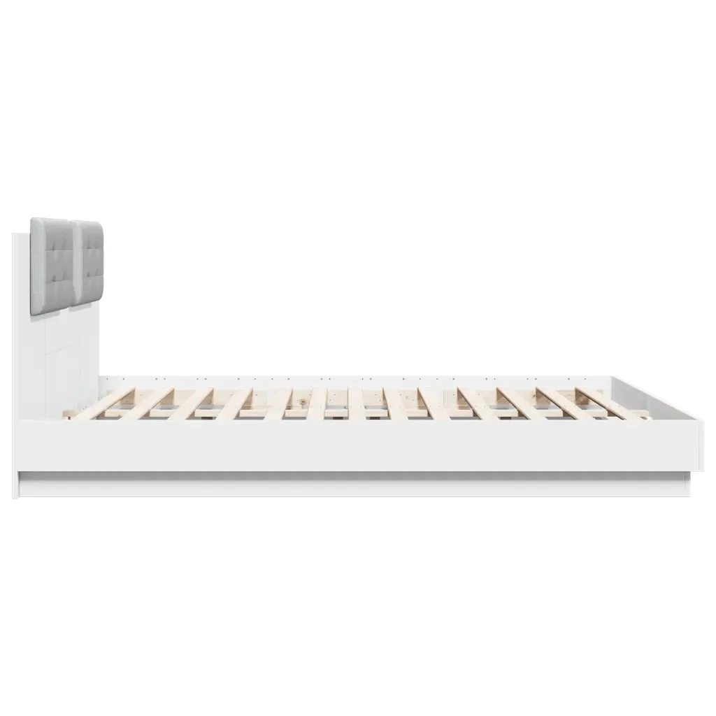 Letto matrimoniale | Letto per adulti | Giroletto con Testiera Bianco 180x200 cm in Legno Multistrato - Image 5