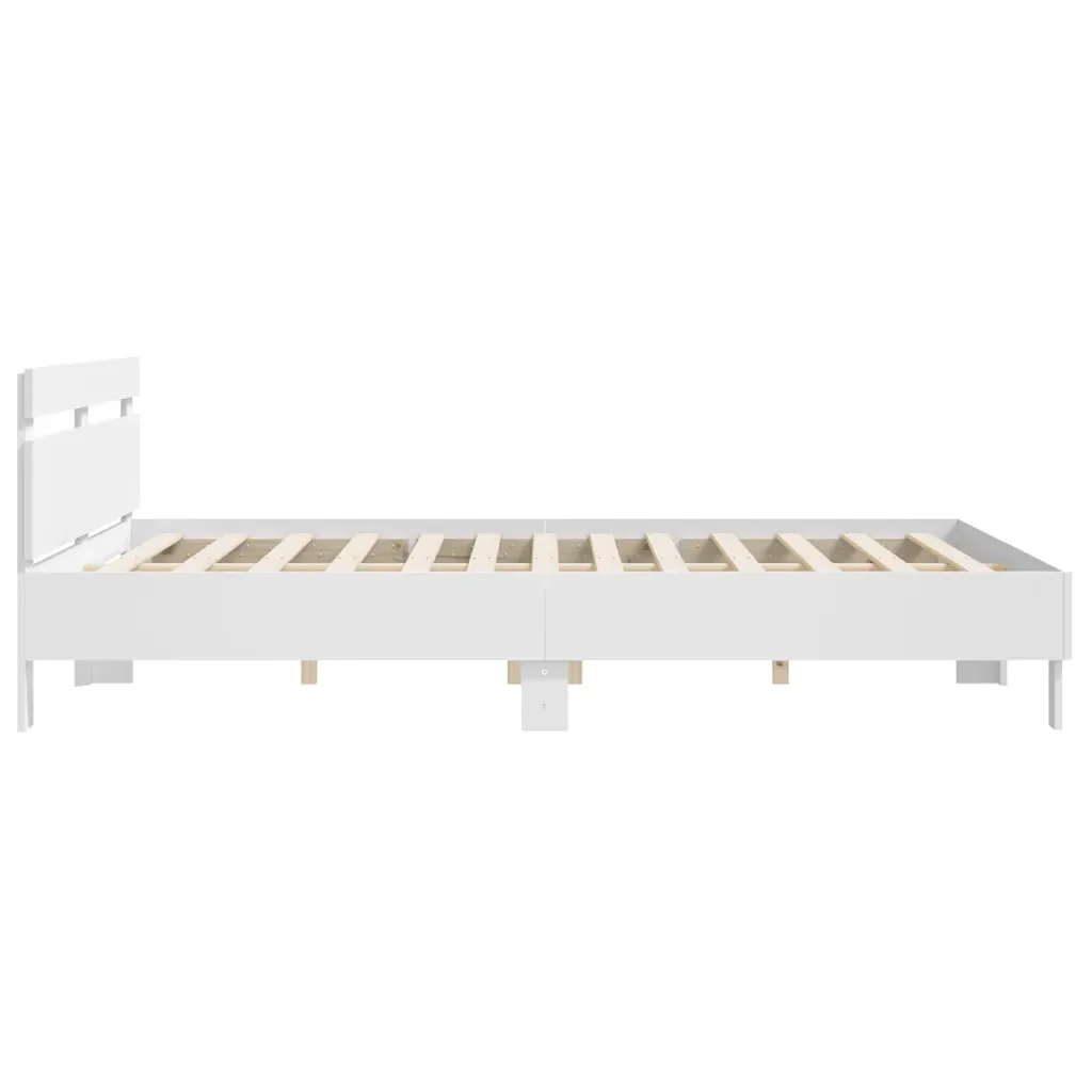Letto matrimoniale | Letto per adulti | Giroletto con Testiera Bianco 180x200 cm in Legno Multistrato - Image 6