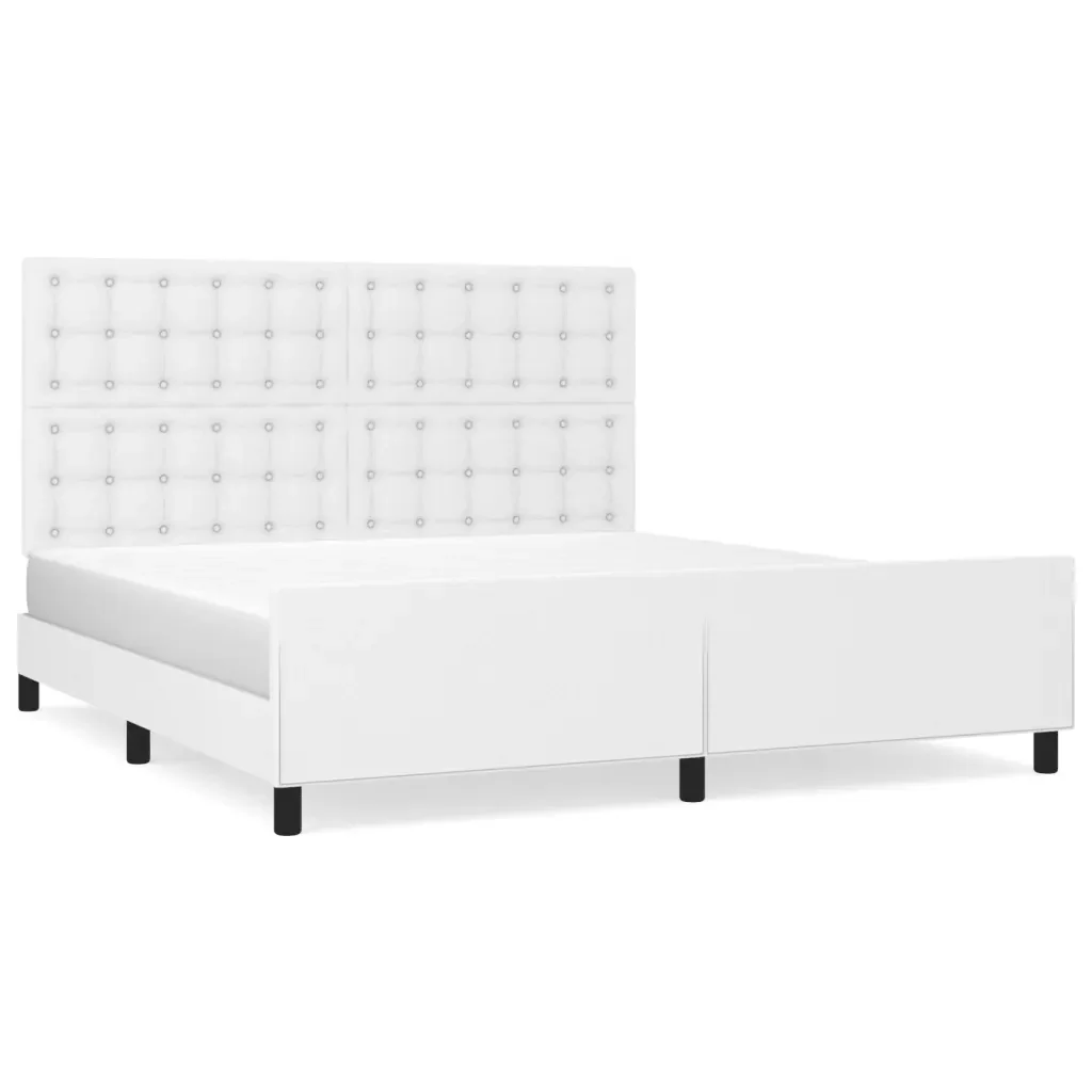 Letto matrimoniale | Letto per adulti | Giroletto con Testiera Bianco 180x200 cm in Similpelle