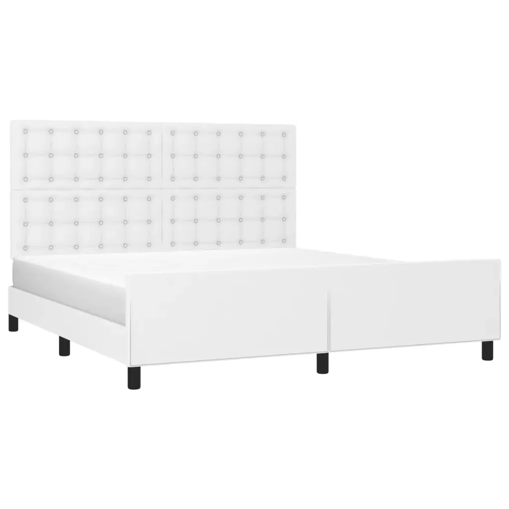 Letto matrimoniale | Letto per adulti | Giroletto con Testiera Bianco 180x200 cm in Similpelle - Image 3