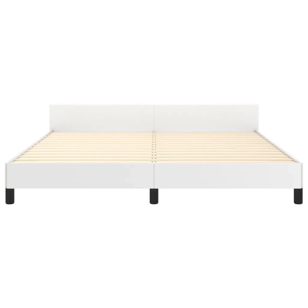 Letto matrimoniale | Letto per adulti | Giroletto con Testiera Bianco 180x200 cm in Similpelle - Image 6