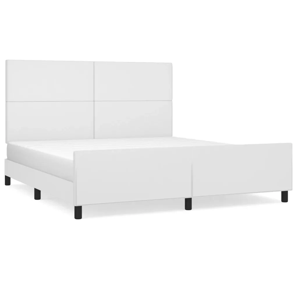 Letto matrimoniale | Letto per adulti | Giroletto con Testiera Bianco 180x200 cm in Similpelle