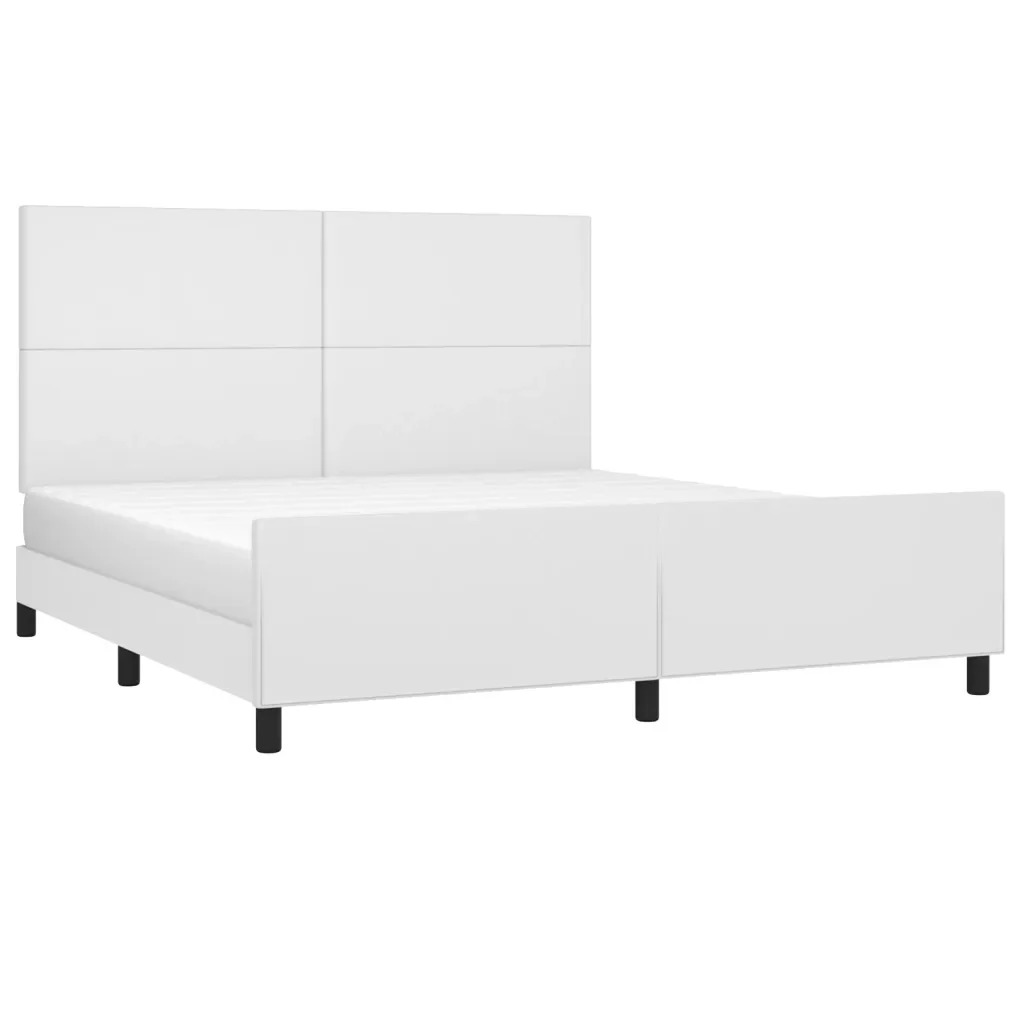 Letto matrimoniale | Letto per adulti | Giroletto con Testiera Bianco 180x200 cm in Similpelle - Image 3