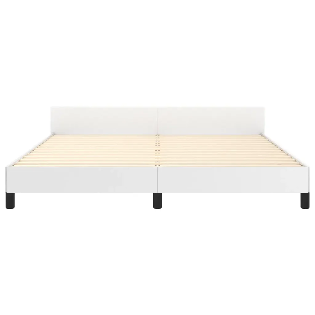 Letto matrimoniale | Letto per adulti | Giroletto con Testiera Bianco 180x200 cm in Similpelle - Image 6