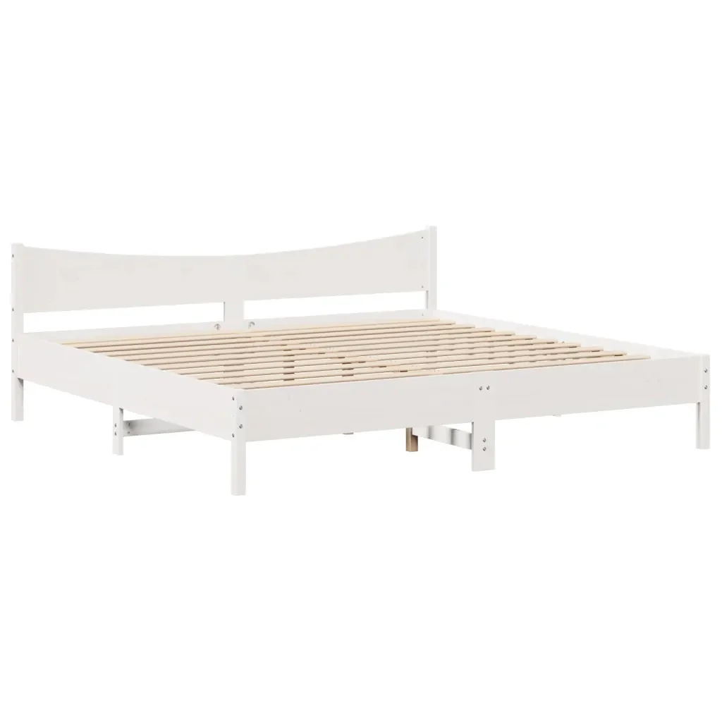 Letto matrimoniale | Letto per adulti | Giroletto con Testiera Bianco 180x200 cm Massello Pino - Image 5