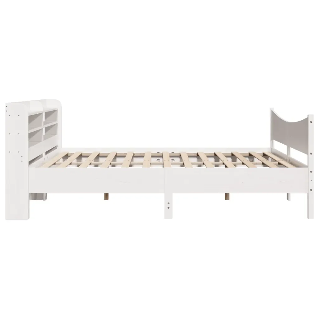 Letto matrimoniale | Letto per adulti | Giroletto con Testiera Bianco 180x200 cm Massello Pino - Image 7